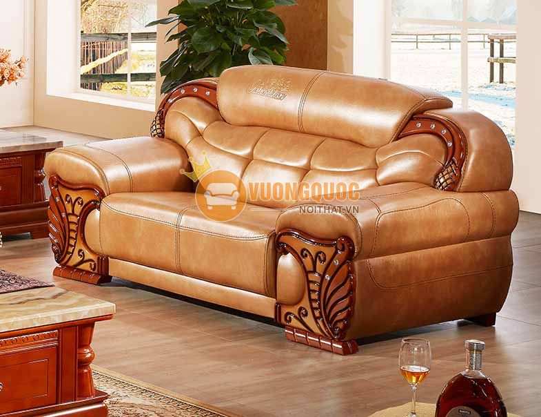 Bộ sofa tân cổ điển bằng da nhập khẩu OLDL118